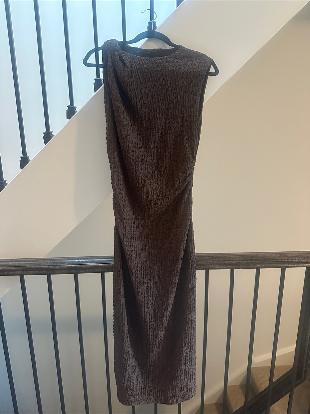 Zara Brown Textured Maxi Dress